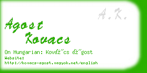 agost kovacs business card